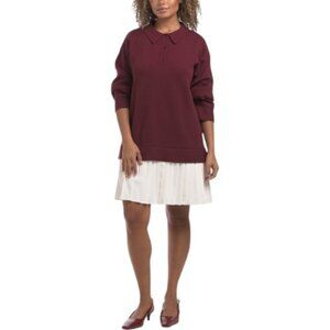 ENGLISH FACTORY Polo Mixed Media Mini Dress